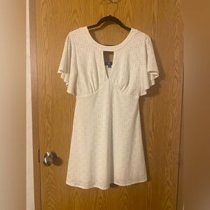 Chic White Eyelet Mini Dress